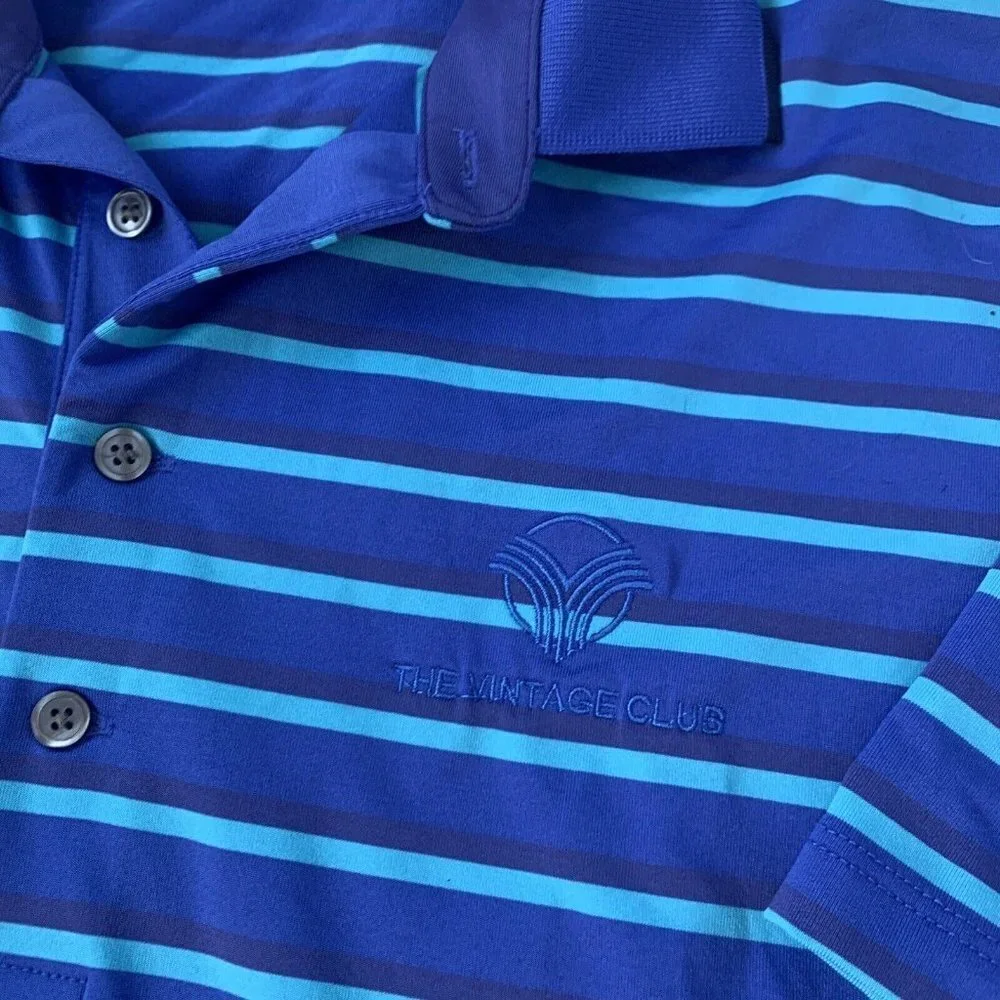 Greyson Golf Polo Shirt Size Large‎ The Vintage Club Stripes Blue Wolf Logo Peru